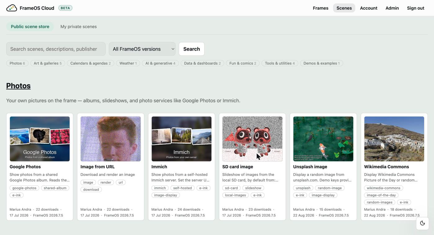 The FrameOS scene store